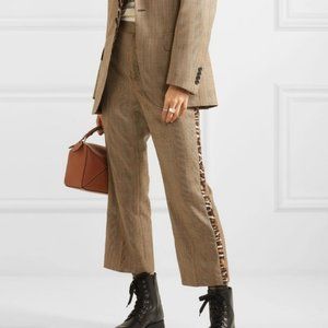 R13 Plaid Tuxedo Trouser Pants with Leopard Stripe